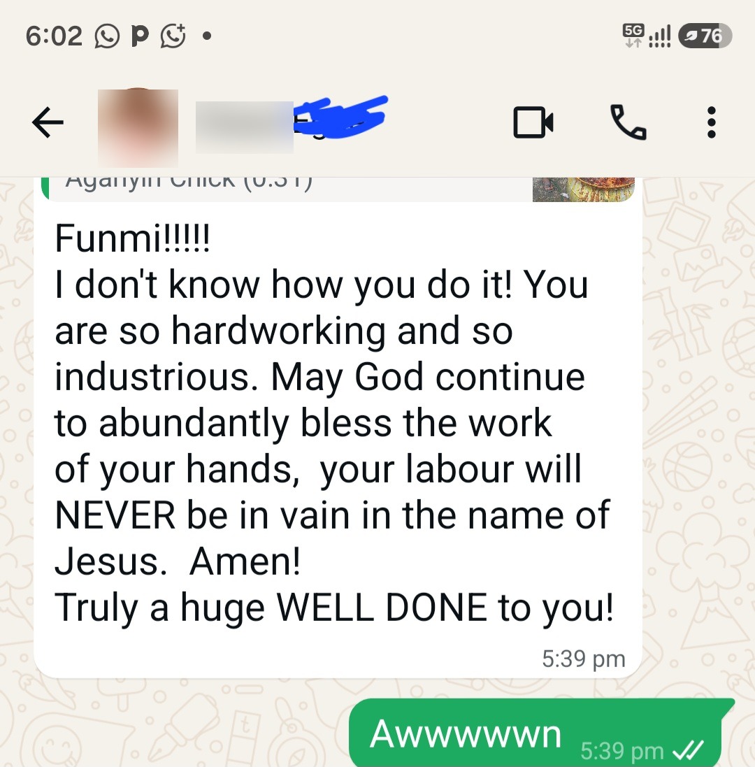 Customer testimonial, identity blurred