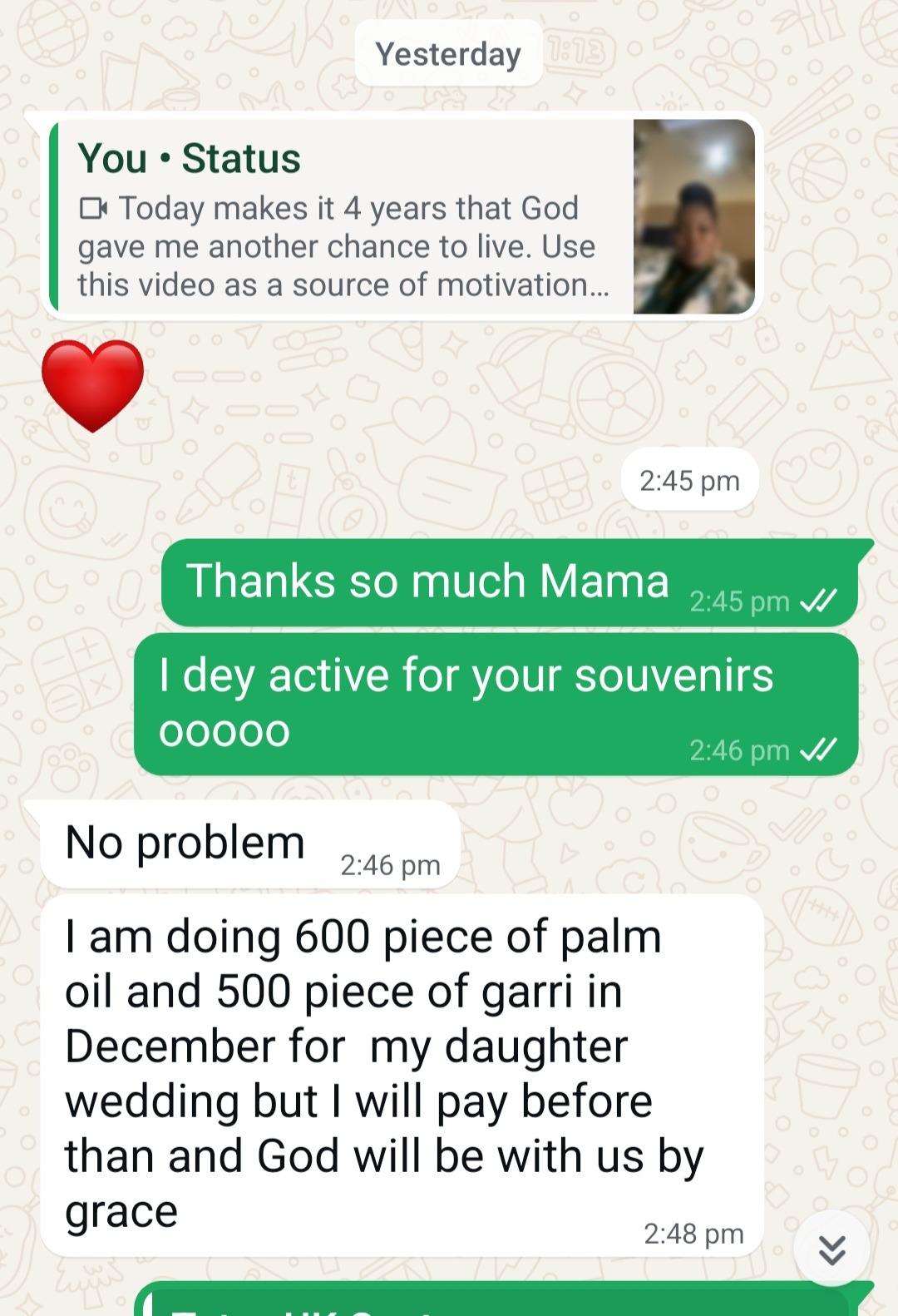 Bulk wedding order conversation